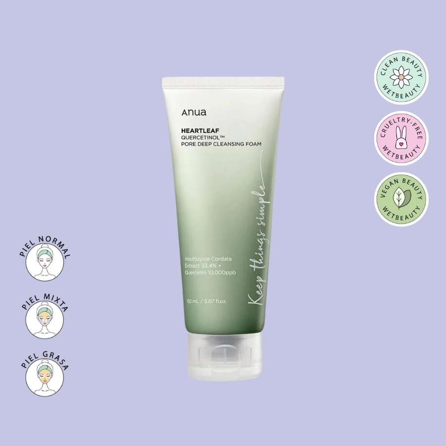 Anua – Heartleaf Quercetinol Pore Deep Cleansing Foam 150ml | Jabón con Ácido salicílico