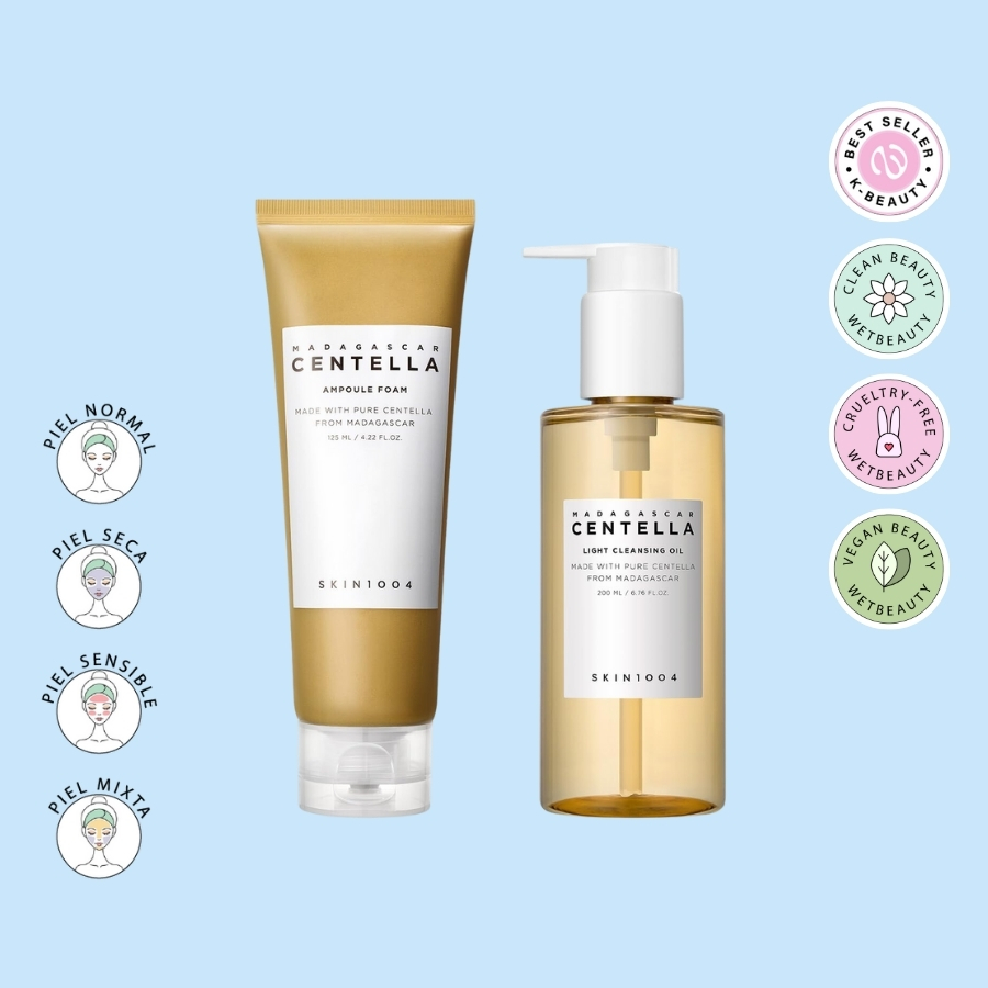 Skin1004 - Madagascar Centella Double Cleansing Duo Set 200ml y 125ml | Set de Jabón y Aceite Limpiador